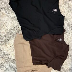 *3 Tops!* Healing Hands Women's V-Neck Short Sleeve scrub tops, size M